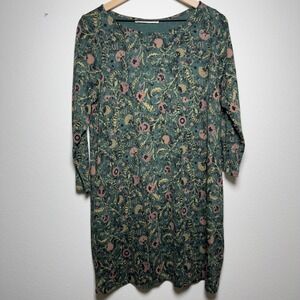 Peruvian Connection Women Orla‎ Pima Cotton Tunic Dress Large Green Floral
